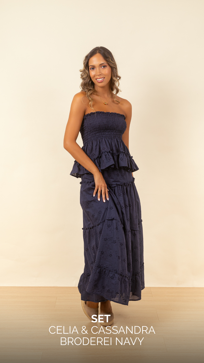 Celia & Cassandra Broderie Navy