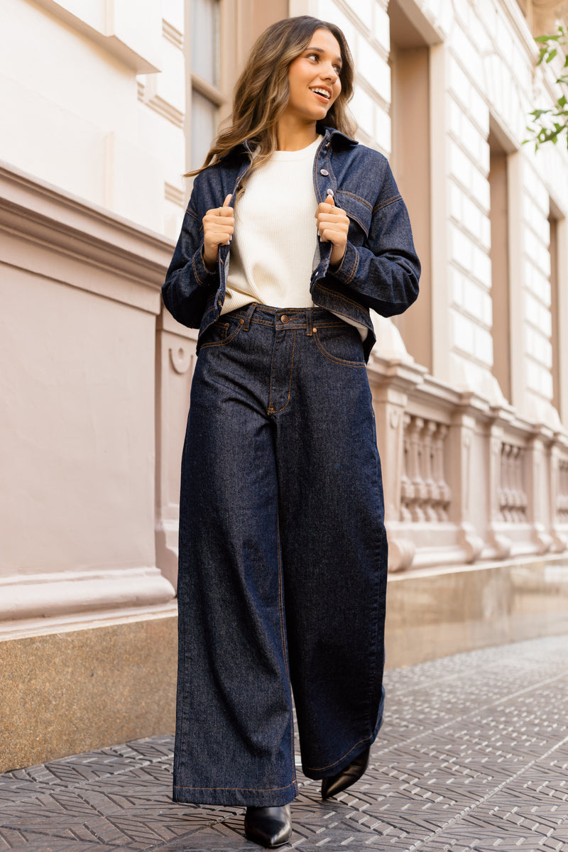 Jean Wide Deep Blue