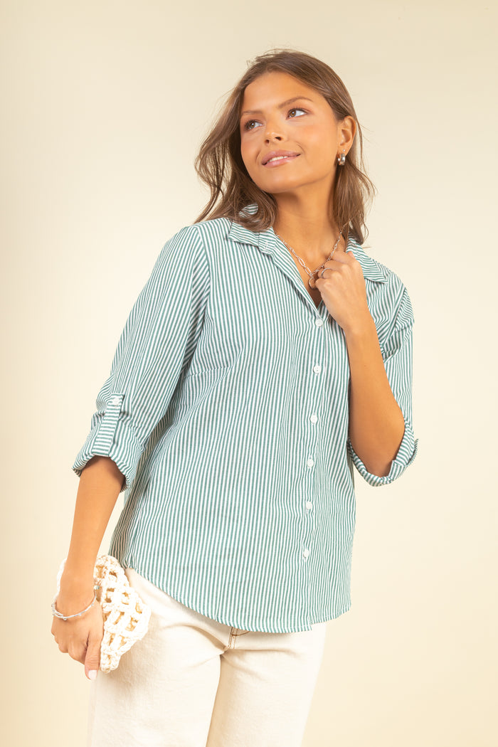 Camisa Valentina Green Stripes