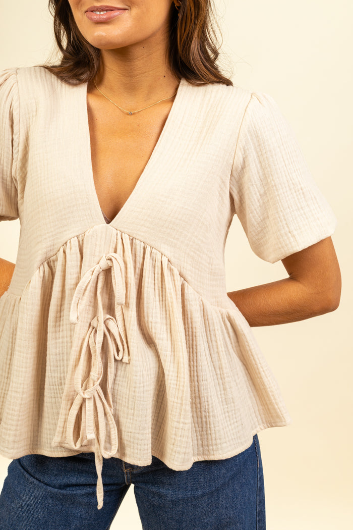 Blusa Sabrina bow puff Arena