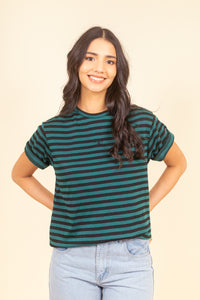 Remera Albertina Loose Ocean Black Stripes