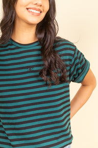 Remera Albertina Loose Ocean Black Stripes