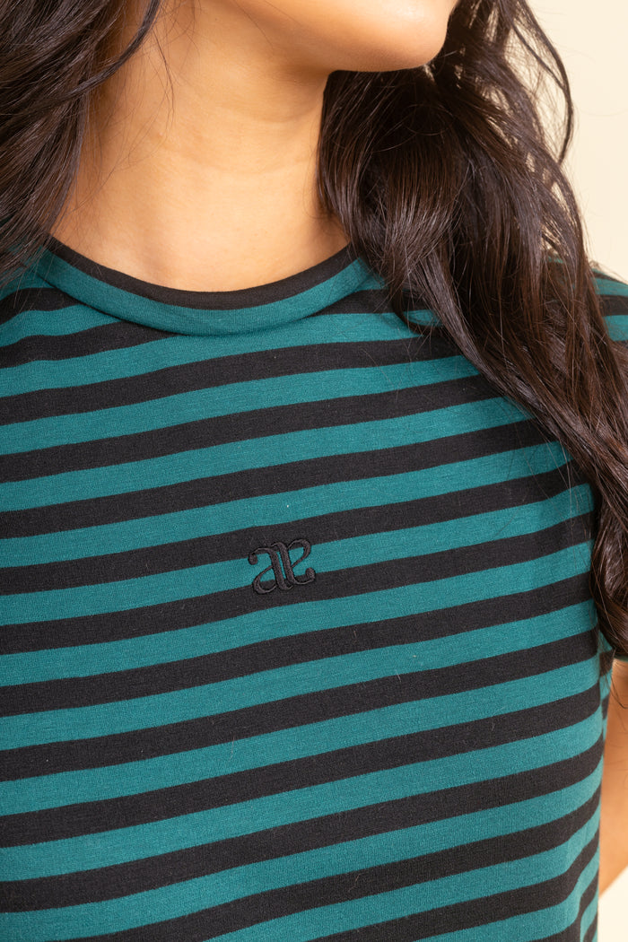 Remera Albertina Loose Ocean Black Stripes