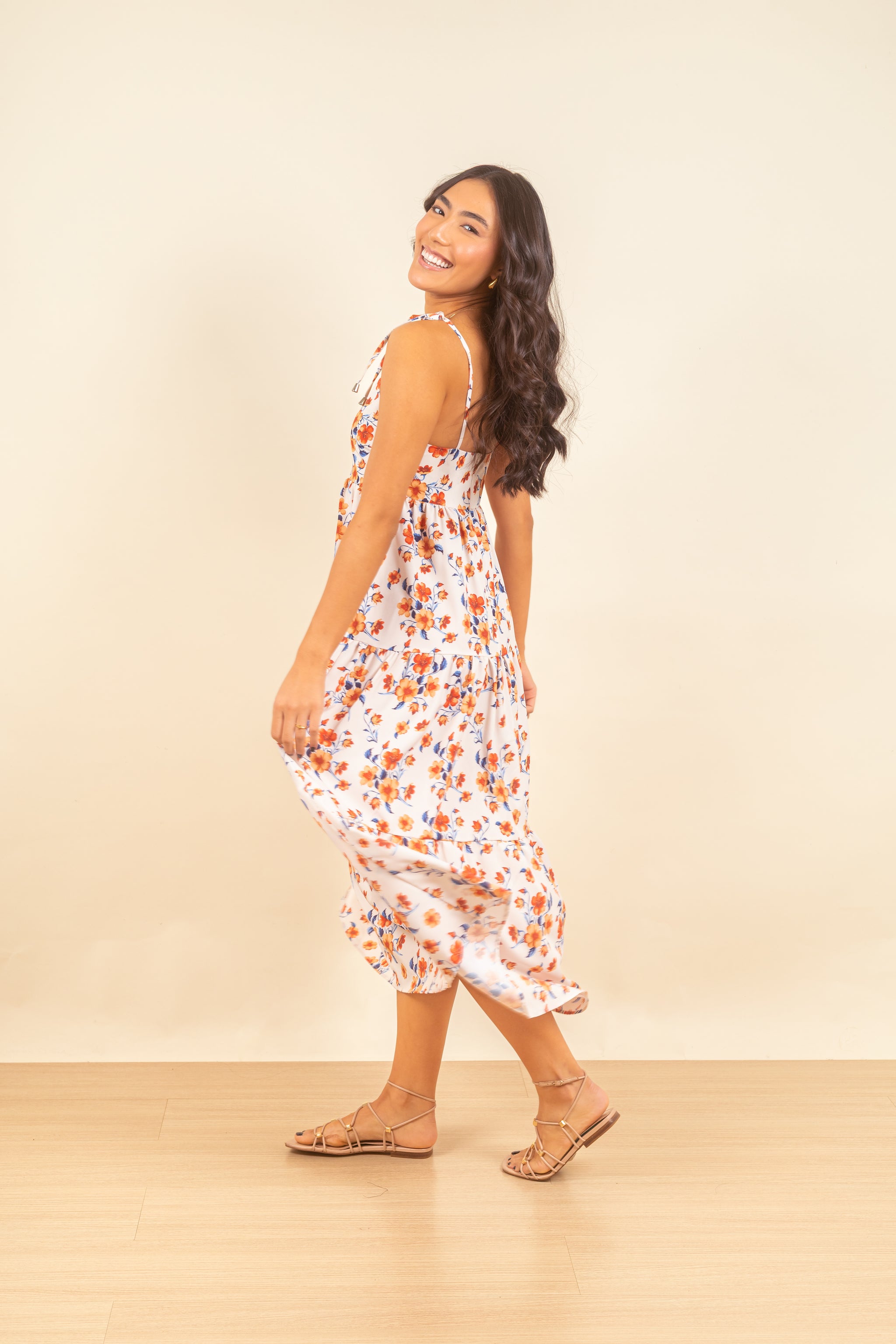 Vestido Annette Orange Flowers