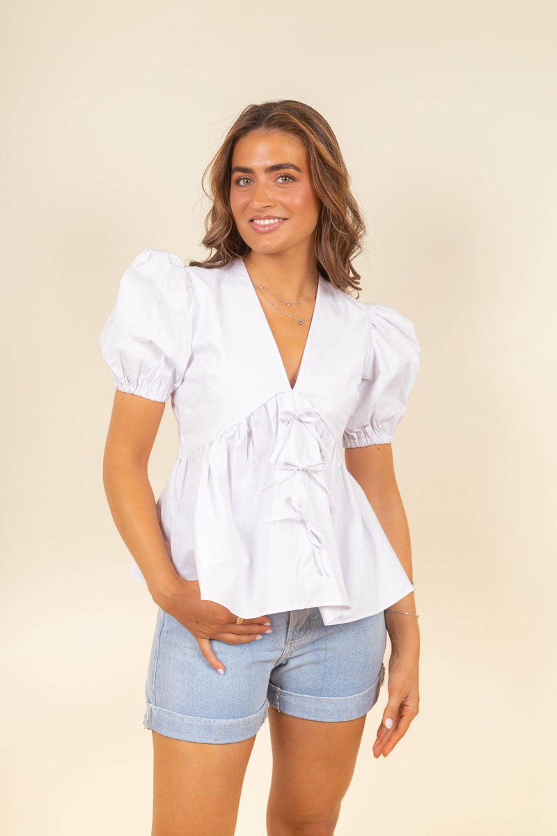 Blusa Sabrina Bow Blanc