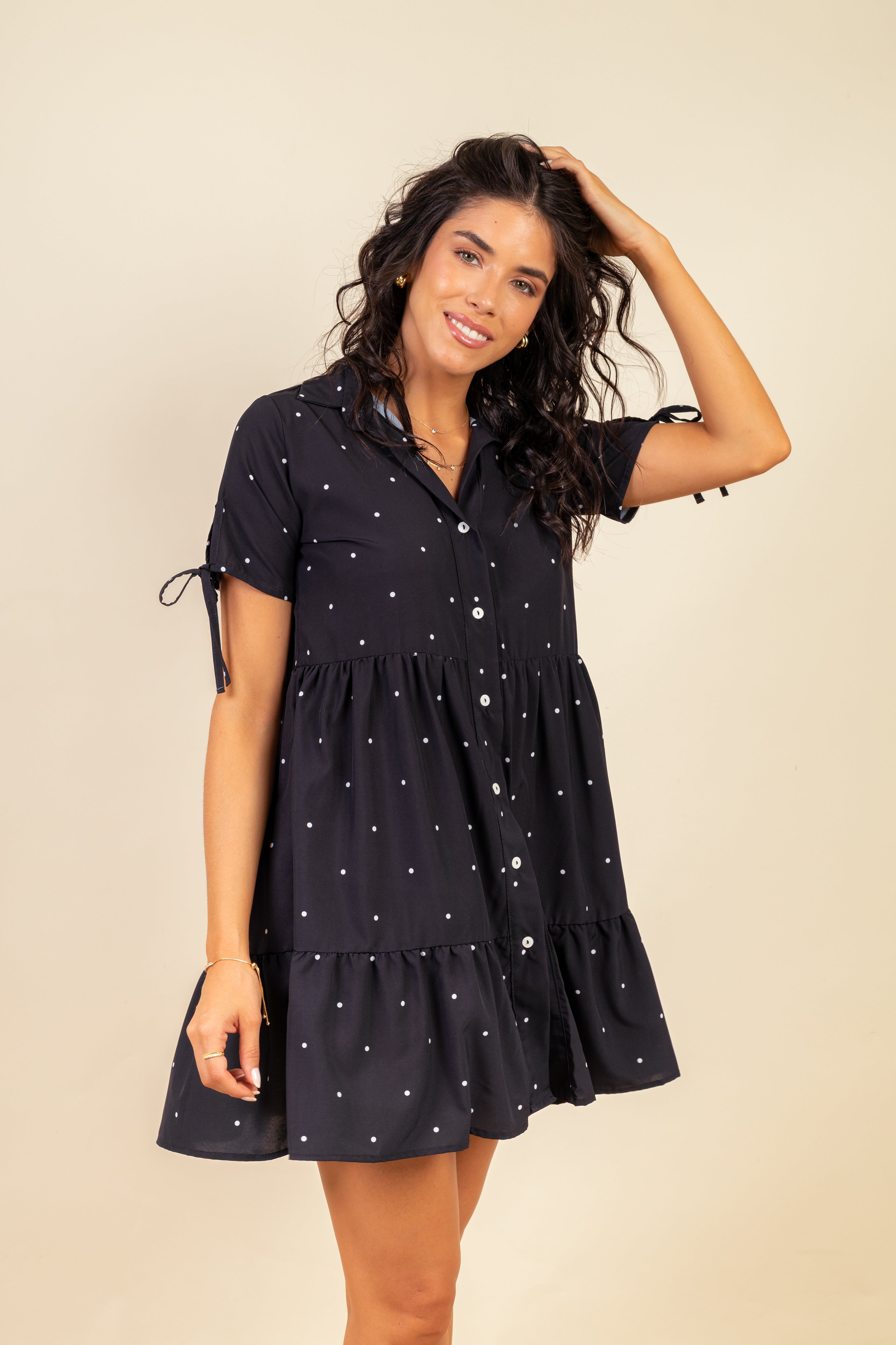 Vestido Caroline Mini Dotty Blanc