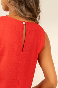 Vestido Charmaine Linen Ruby