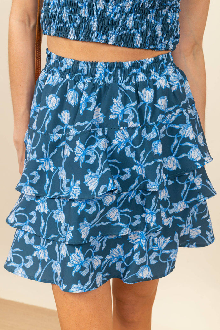Falda Letty Teal Flowers